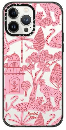 CASETiFY Compact iPhone 13 Pro Max Case [2X Military Grade Drop Tested / 4ft Drop Protection] - Cheetah Paradise Pink - Clear Black