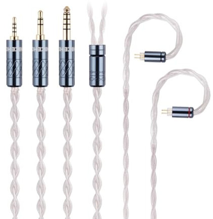NICEHCK SnowAg 4-Core IEM Cable, 4N Sterling Silver Earphone Upgrade Cable, MMCX & 2 Pin IEM Balanced Cable, Detachable IEM Cables for IEM Earphones, Audiophile Music & Gaming (3.5mm 0.78 2Pin)