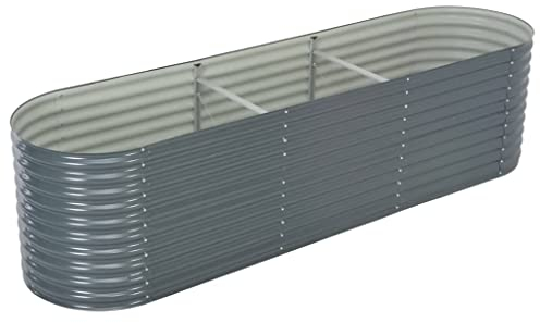 Hommdiy Hochbeet Stahl Gemüsebeet Pflanzbeet Frühbeet Garten (Grau-320 x 80 x 81 cm)