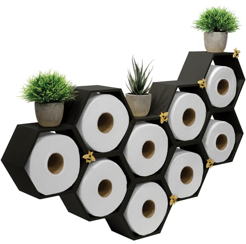 Porte-papier toilette nid d'abeille avec abeilles Noir