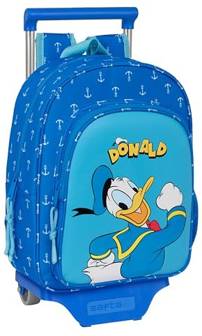 safta Donald Kinderrucksack mit Trolley 705, ideal für Kinder verschiedener Altersgruppen, bequem und vielseitig, Qualität und Widerstandsfähigkeit, 26 x 11 x 34 cm, Blau, blau, Estándar, Lässig