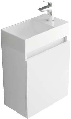 Alpenberger Waschbecken mit Unterschrank 45 cm | Badezimmermöbel Set | Kleines Waschbecken Gäste WC | Waschtisch Set | Unterschrank Bad Waschbeckenunterschrank Weiß