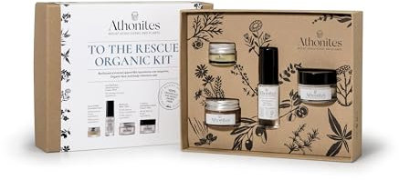 Athoniten Rettungsset in Bio-Qualität - Limitierte Edition mit Lippen- & Nagelbalsam, Beruhigungscreme, Multicare-Balsam, Handcreme - Intensive Pflege, Natürliche Inhaltsstoffe