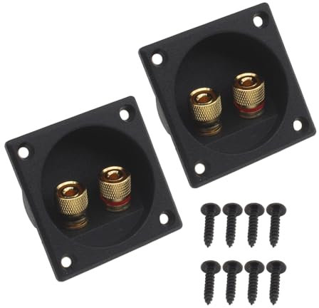 OZXNO 2PCS Square 2-Way Speaker Box Terminal Cup with Banana Plugs Speaker Box Terminal Binding Post Screw Cup Connector Subwoofer Plug (Black)