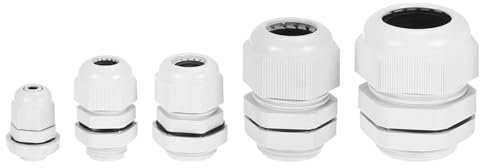 sourcing map 20 Pcs Cable Gland Kit 1/4 3/8 1/2 3/4 1 Adjustable Cable Connectors,Waterproof Tight Conduit Connector Nylon Conduit Fitting Electrical Conduit Fitting,Grey