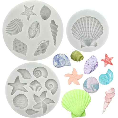 Satz von 3 3D Meerestiere Silikonform,3D Meerestiere Backform Set für Meerestiere,Meerestiere Backform Set Fondantform, für Schokolade,Fudge,Pudding Kuchendekoration,für Eiswürfel,handgemachte Seife