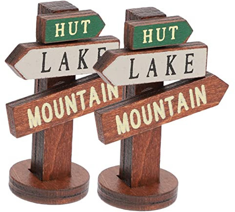 CIYODO 2pièces Panneau De Signalisation Miniature Bois Pour Décoration De Jardin Miniature Accessoires De Paysage Artisanat Vintage Et Élégant