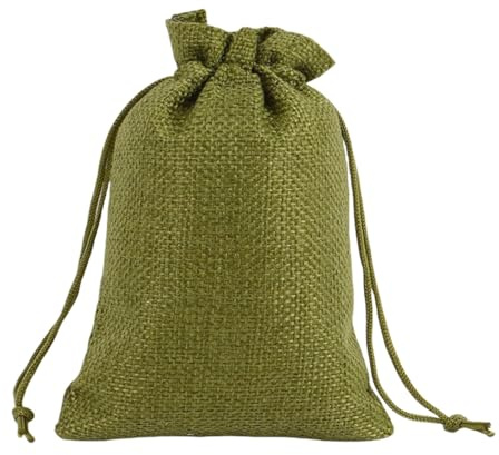 35 Stück Leinen-Säckchen Stoffbeutel, Taschen, Geschenktüten, Adventskalender Verpackung Leinenbeutel, Geschenkbeutel, Kleine Stoffbeutel für DIY, Halloween, Weihnachten, Ostern (Gras-Grün, 15x20cm)
