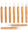 9PCS Dreadlock-Häkelnadel,0.5/0.75/1mm Dreadlocks Nadel Weben Häkeln,Häkelnadel-Set mit Bambusgriffen,Ideal für Dreadlocks,Zöpfe, Perücken und mehr,Haar-Häkelnadel (Einzel-/Doppel-/Dreifachspitzen)