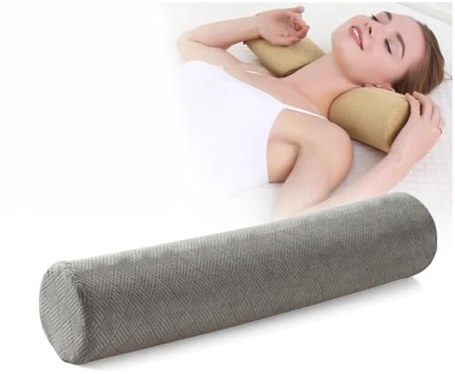 YOUGANG Nackenrolle, 60 cm, Memory-Schaum-Kissen zum Schlafen, Nacken- und Rückenstützkissen, rundes Nackenrolle mit abnehmbarem Bezug, Schmerzlinderung (Grau, 60 x 8 cm)