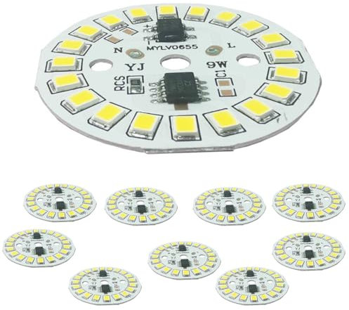 ADZJOY Placa de luz LED de Alto Voltaje de 220 V, 5/10 Piezas, Placa de luz Lineal de 2835 Bombillas, Fuente de luz de Placa de luz LED sin Controlador de 3-15 W(Warm White,10PCS_15W(44MM))