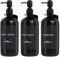 3 Pack Wall Mounted Glass Soap Dispenser Bottle with Pump, Drilling&No Drilling Installtion Shower Soap and Conditioner Dispenser, Shampoo Dispenser for Bathroom with 18 Waterproof Labels