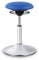 BALIMO Classic - Bürohocker - ergonomischer Sitzhocker - Hocker mit frei beweglicher Sitzfläche - Rücken-Trainer - Sitztrainer - Bewegungshocker - Standfuß Silber gebürstet (Kunstleder Blau)