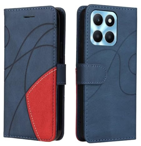 Dfjhure Honor X6b Case Premium Flip Wallet Phone Case Cover Shockproof PU Leather Stand View Bookstyle Case Silicone Bumper Business Phone Case for Honor X6b- Blue