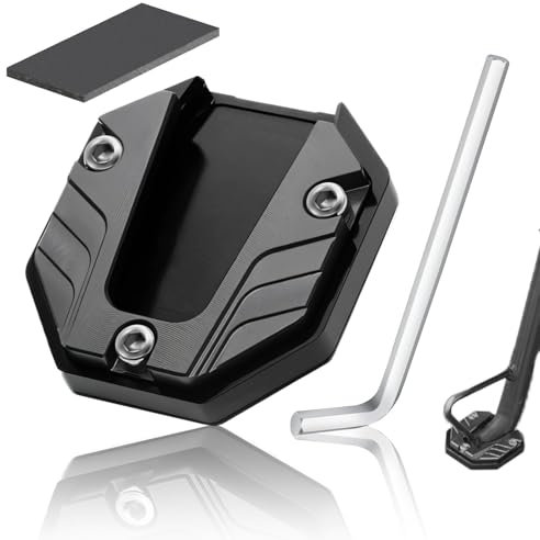 Universal Motorrad Ständer Fuß,Motorradseitenständer, CNC-Aluminium Verlängerungsplatte,Seitenständer Verlängerung für Motorrad, Oxidations- und Korrosionsschutz, robuster Motorradständer - Schwarz