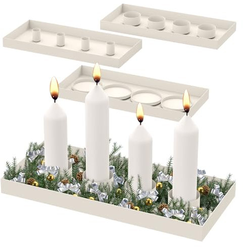 3 in 1 Magnetischer Kerzenständer, Adventskranz Kerzenhalter für Stumpenkerze, Stabkerzen, Magnetischen Kerzentablett, Magnet Kerzen Leuchter Ständer Deko Kerzenhaltern für Weihnachten