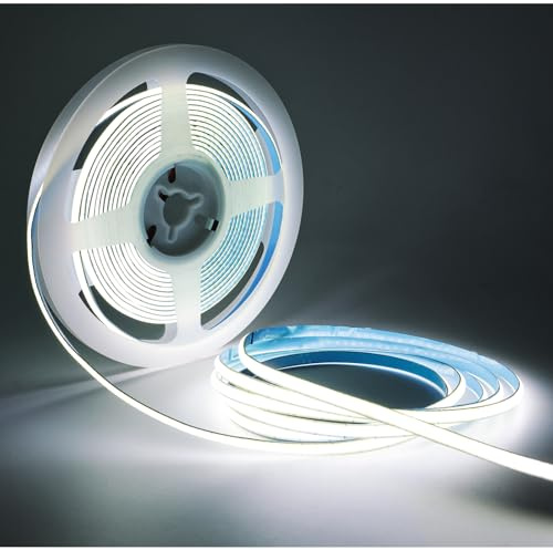 Tesfish Striscia LED 5V, 5mm Ultra stretto, COB Nastri 5 Metri 400 LEDs/M Bianco 6000K Flessibile Super luminoso Strisce per Feste, Bancone, Scaffale, Decorazioni per la casa