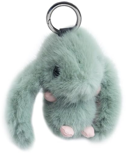 Xsclpomddy Plüsch Hase Schlüsselanhänger Plüsch-Häschen 3.9in Schlüsselanhänger Pom Poms Taschenanhänger Handtasche Autoschlüssel Dekoration