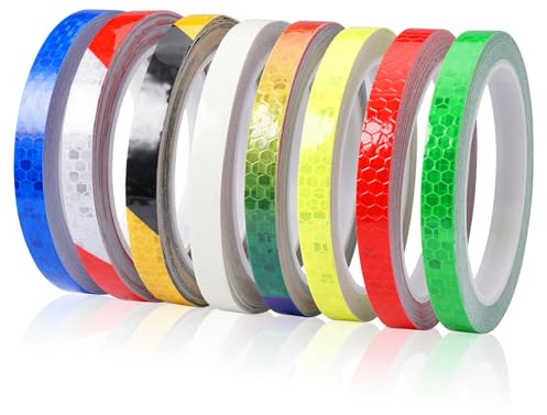 8 Rollen Reflektorband Selbstklebend, 8 Rollen/8m Reflektierendes Klebeband, Wasserdicht Reflektorband, Reflektor Klebeband, Motorrad Reflektorbands, Reflektierend BäNder für Fahrräder, Rucksäcke