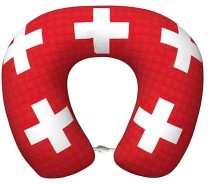 YQxwJL Premium-Nackenkissen mit Schweizer Flagge, Nackenstützkissen für Reiseliebhaber für Reisemodi