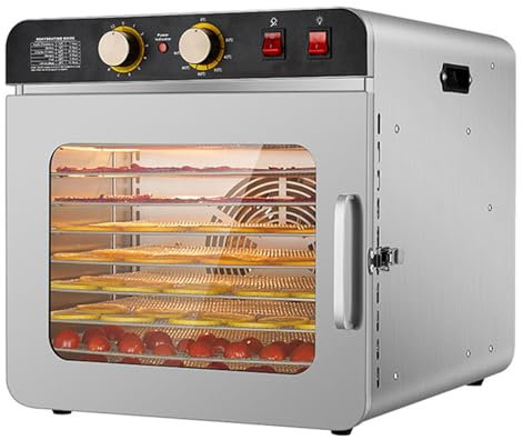 Fruit and Vegetable Drying Machine, 1-12H Adjustable/Temperature 30-90°C Controllable, Stainless Steel Food Dehydrating Air Drying Machine