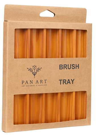 Pan Art Brush Drying Tray - 5 Slots, Empty Pine Wood