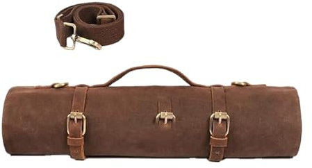 EHRBGK Portacoltelli, coltello da cuoco, borsa arrotolabile, multifunzione, con maniglia, tasche, coltello con 11 scomparti, per coltelli, cucchiai, coltelli da cucina, campeggio, escursionismo,