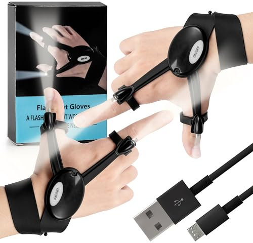 GudaAphrmix Father's Day Gifts for Men, Hands Free Rechargeable LED Flashlight Gloves 5-6 Hour Work, Flexible Light Unique Men Women Gifts for Birthday, Christmas, Camping, Fishing Cool Gadgets Tools