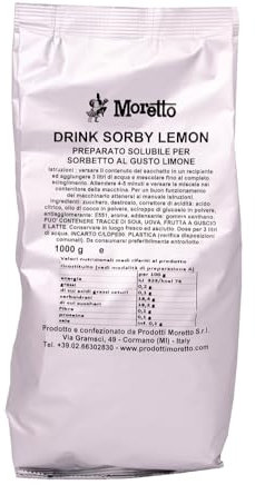 MORETTO preparato in polvere per SORBETTO gusto LIMONE, senza glutine, 3 buste da 1 Kg, per 150 bicchieri