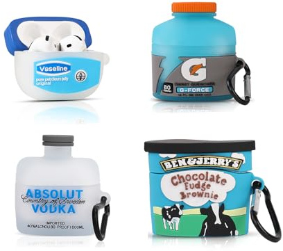 (4 confezioni) Custodia in silicone per AirPods 4 auricolari (2024), XMBYGY Cartoon Carica Antiurto Cuffie Cover con portachiavi per AirPods 4th generazione (F+G+V+B)