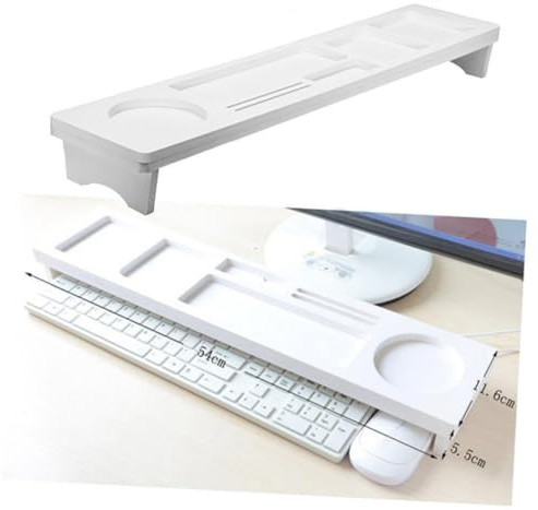 OSOLADY Étagère de Rangement Clavier Amovible Multifonction 7 Compartiments, Matériau Facile à Nettoyer, Plateau de Bureau Organisé pour Accessoires Informatiques et Espace de Travail