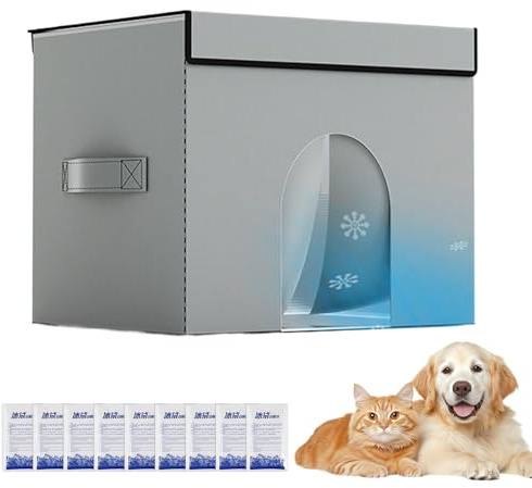 Maison rafraîchissante pour chats fermée d'été | Chien avec effet climatiseur, lit portable avec sacs de glace pour intérieur extérieur, balcon, terrasse climat chaud