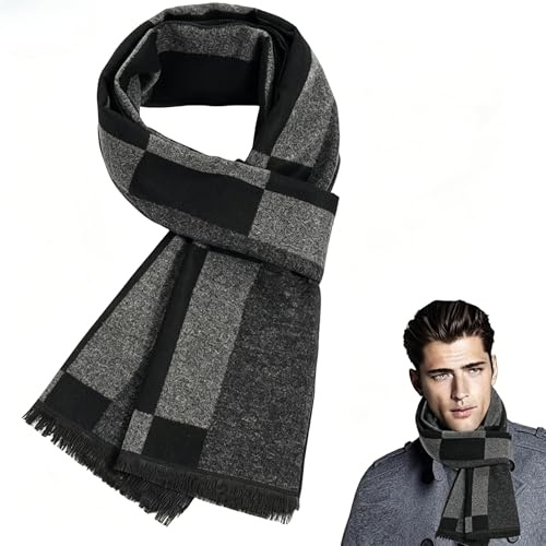 LSYZHX Mens Warm Scarf Winter, Tartan Scarf for Men,Autumn Checkered Long Neckwear for Gentleman Windproof