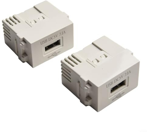 Besttoolifes USB-Strommodul-Schnittstellen-Adapter-Schalter, 220 V auf 5 V Transformator mit 2,1 A Schnellladeanschluss, ABS- und Metallkonstruktion für Mobiltelefone (2 Stück)