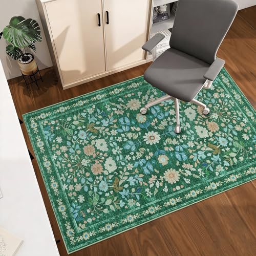 Homcomodar Bodenschutzmatte Bürostuhl 120x150cm Bürostuhl Unterlage rutschfest Schreibtischstuhl Unterlag Bodenschutzmatte für Hartböden Teppich für Harten Boden, Laminat und Fliesen Grün