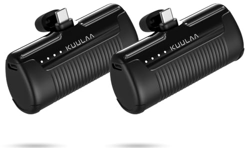 Kuulaa 2 Pack Mini Power Bank 4500mAh Ultra Compact Portable Charger USB C Small Battery Pack Compatible with iPhone 17/16 Samsung Huawei Xiaomi etc