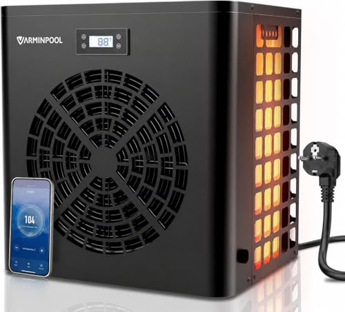 VARMINPOOL Pool Wärmepumpe 5,4 kW, Energieeffiziente Poolheizung für kleine Pools bis 20 m³, COP 5,5, Leise, Titan Wärmetauscher, App Steuerung, Einfache Installation