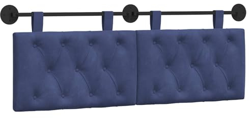 vidaXL Hängendes Kopfteil Polizeiblau Samt, Schlafzimmer, modernes Wand-Kopfteil, rechteckig mit Samtbezug, gesteppt, Holzwerkstoff, platzsparende Dekoration