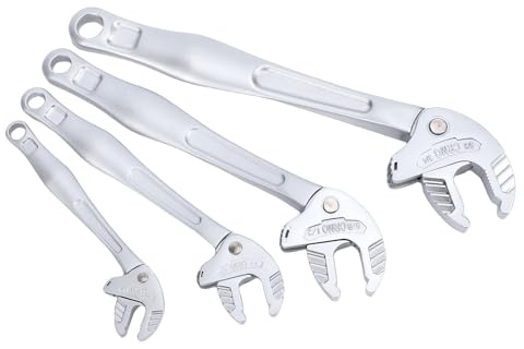 FTVOGUE Self Adjusting Wrench, Self Locking Adjustable Wrench Set with Crab Shaped Ratchet Mechanism for Pipe Maintenance Vehicle Repair Home Workshop, 7 10 13 16 19mm, Silver