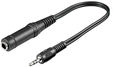 goobay 50470-GB Adaptateur de Casque - Adaptateur auxiliaire - Mâle 3.5mm vers Femelle 6.35mm, Noir, 0.2m Longueur de Câble