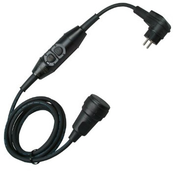 Kopp 141816016 PRCD-S, IP44, 230 VAC, im robusten Koffer, Vollgummi-Winkelst., Vollgummi-Kupplung mit Deckel, Leitungslängen: 15 cm und 300 cm, Leitung: H07RN-F3G 1,5 mm², Schwarz