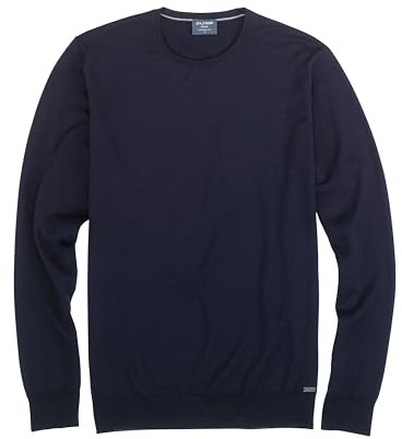 OLYMP Herren Pullover Rundhals Casual.Strick,Single Jersey,Regular fit | Pullover, Rippbündchen, Regular Fit, 100%Schurwolle