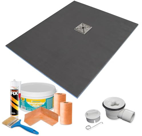 1500 x 800 x 25mm Rectangular Shower Tray with Offset Drain and Tanking Kit