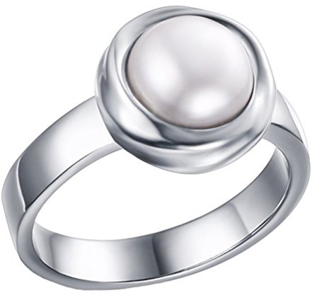 PAURO Damen 316l Edelstahl Titan Stahl Silber Mit Perle Versprechen Verlobung Und Hochzeit Ring FüR Liebhaber GrößE 54