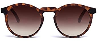 TAKE A SHOT Holz-Sonnenbrille Damen Schmal Runde Gläser, UV400 Schutz, Havana Rahmen - Sonnenbrille Holz EMMA