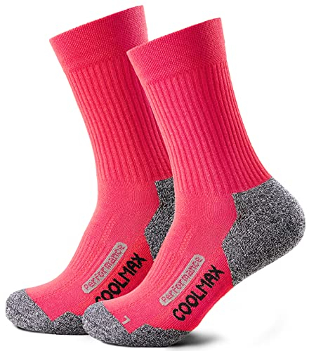 Piarini 2 Paar Coolmax Wandersocken Outdoorsocken Funktionssocken lang pink 35-38