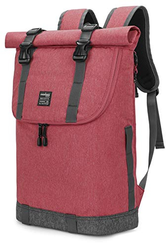 EverVanz Laptop-Rucksack, wasserdichter Reiserucksack, Rucksack für Damen und Herren, leicht, lässig, elegante Schultasche, 5. Dunkelrot, Kompakt, elegant