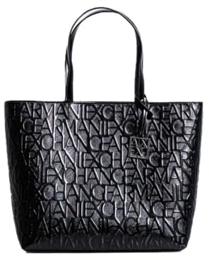 Armani Exchange Damen Schultertasche mit Griffen, Schwarz (Nero Black), 11x40x28 cm (B x H T)