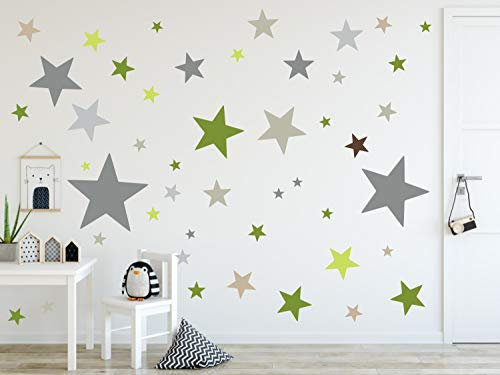 timalo® 120 Stück Wandtattoo Kinderzimmer XL Sterne Pastell Wandsticker – Aufkleber | 73079-SET011-120
