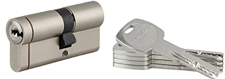 Cylindre de Serrure 30x40mm TRANSIT 1 - Système de Sécurité Finition Nickel - Usage Porte d'Entrée - Fabriqué en France - Livré avec 4 Clés Plates Réversibles - Garanti 10 Ans - THIRARD